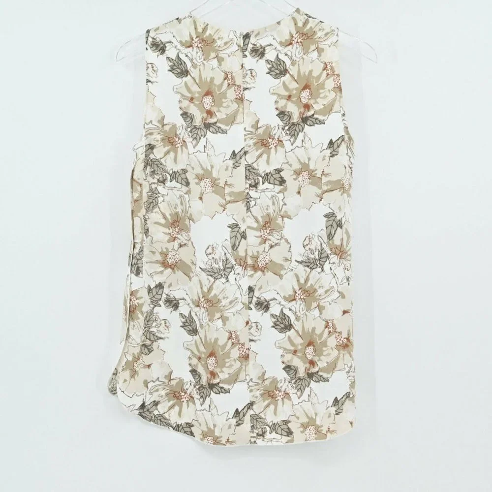 BABATON Aritzia Womens Size Medium Tan Floral Wieland Blouse Espace Desert Beige - Picture 5 of 10